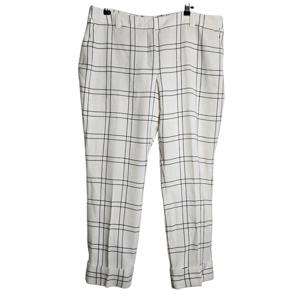 Akris Maxima Windowpane Double Face Crepe Crop Pants In Black-swan US 14
